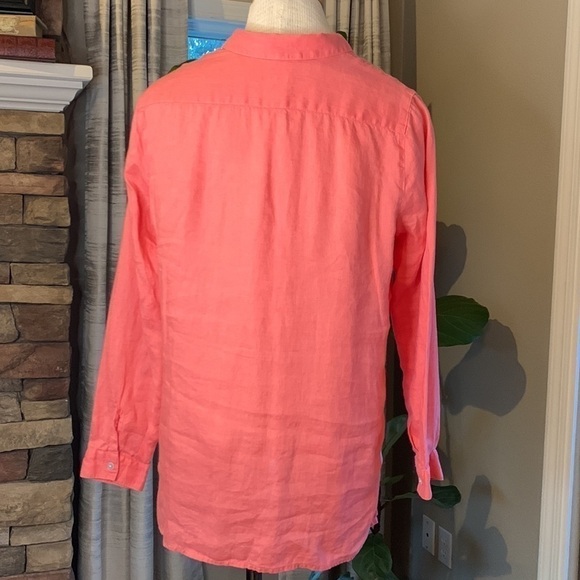 J Jill love linen medium button down coral shirt - Picture 2 of 4